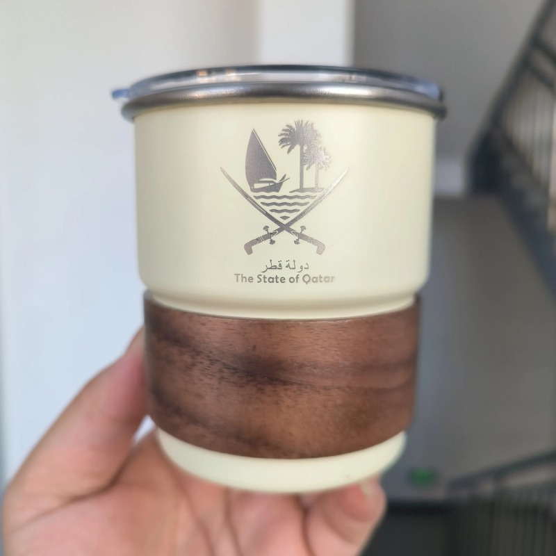 Coffee Tea Name - 카타르 국기 로고가 있는 스테인리스 스틸