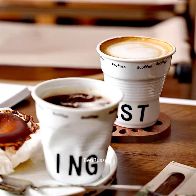 Coffee Tea Name - 200ml 한국어 스타일 불규칙한 주름 세라믹