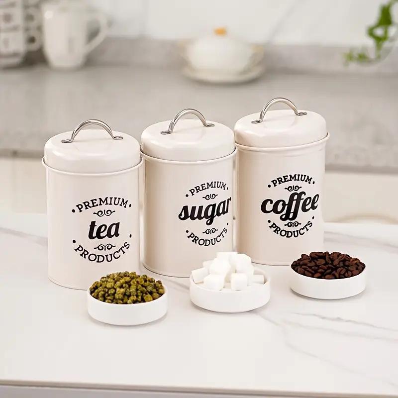 3개 세트의 금속 재질 원형 주방용 용기, 밀폐 뚜껑  - Coffee Tea Sugar 리뷰 및 가격