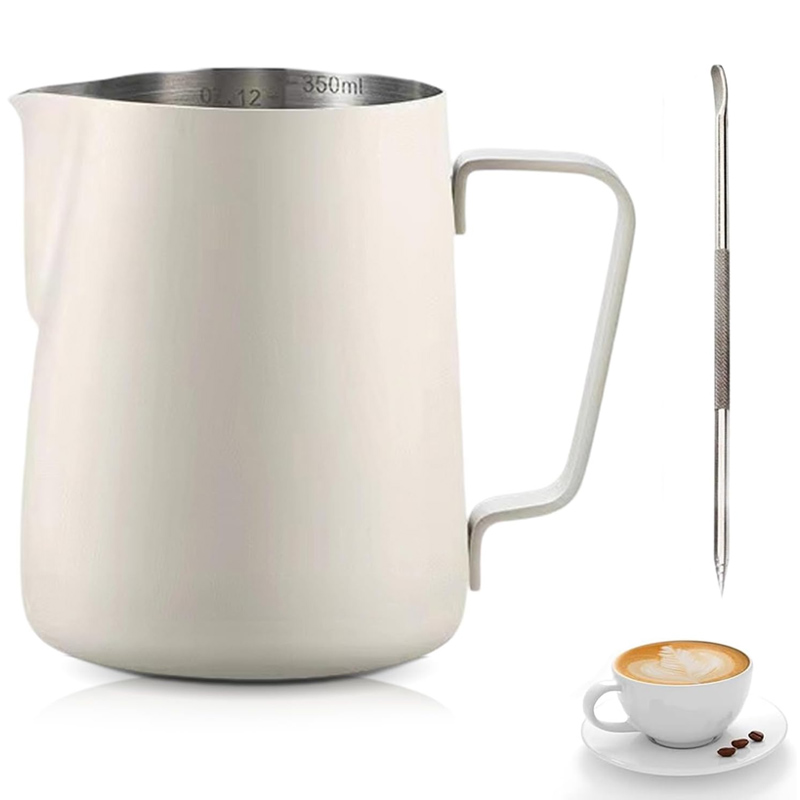 스테인리스 스틸 재질의 우유 주전자, 계량 기능 및 라 - Barista Milk Jug 리뷰 및 가격