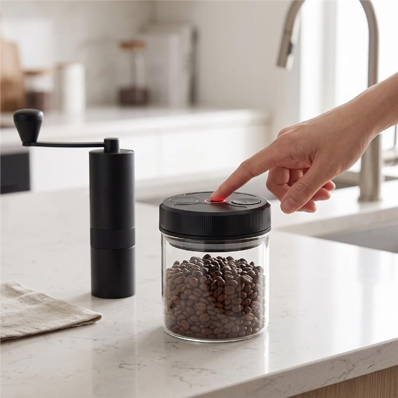 자동 진공 커피 보관 용기 700ml, 내열 유리 재질 - Coffee Tea Sugar 리뷰 및 가격