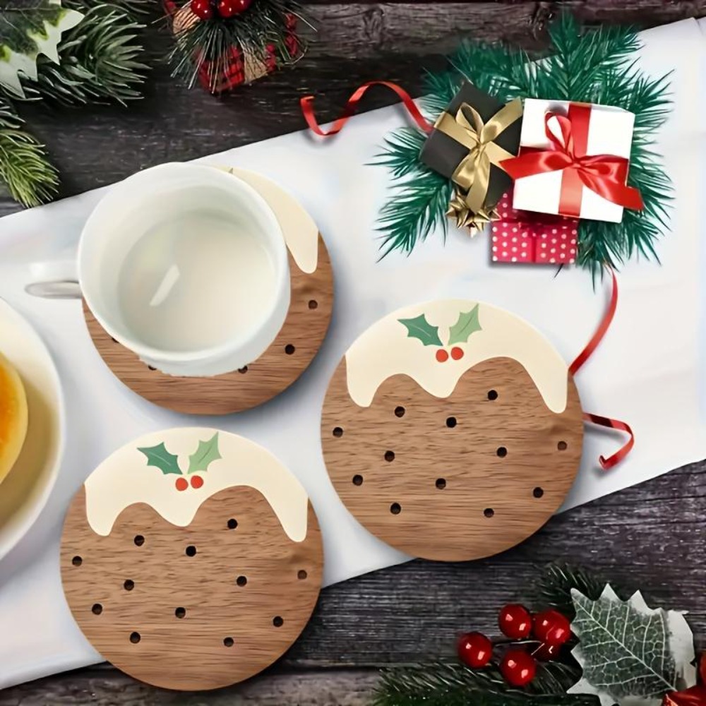 나무 컵받침 세트 푸딩 스타일 내열 컵매트 커피 차 유 - Coffee Tea And Sugar Set 리뷰 및 가격