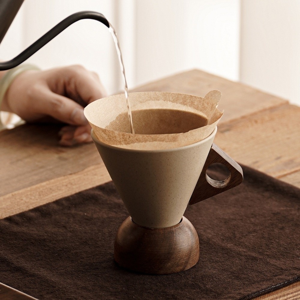 거친 질감의 세라믹 삼각형 콘 컵 레트로 스타일 나무  - Xbloom Coffee Tea 리뷰 및 가격